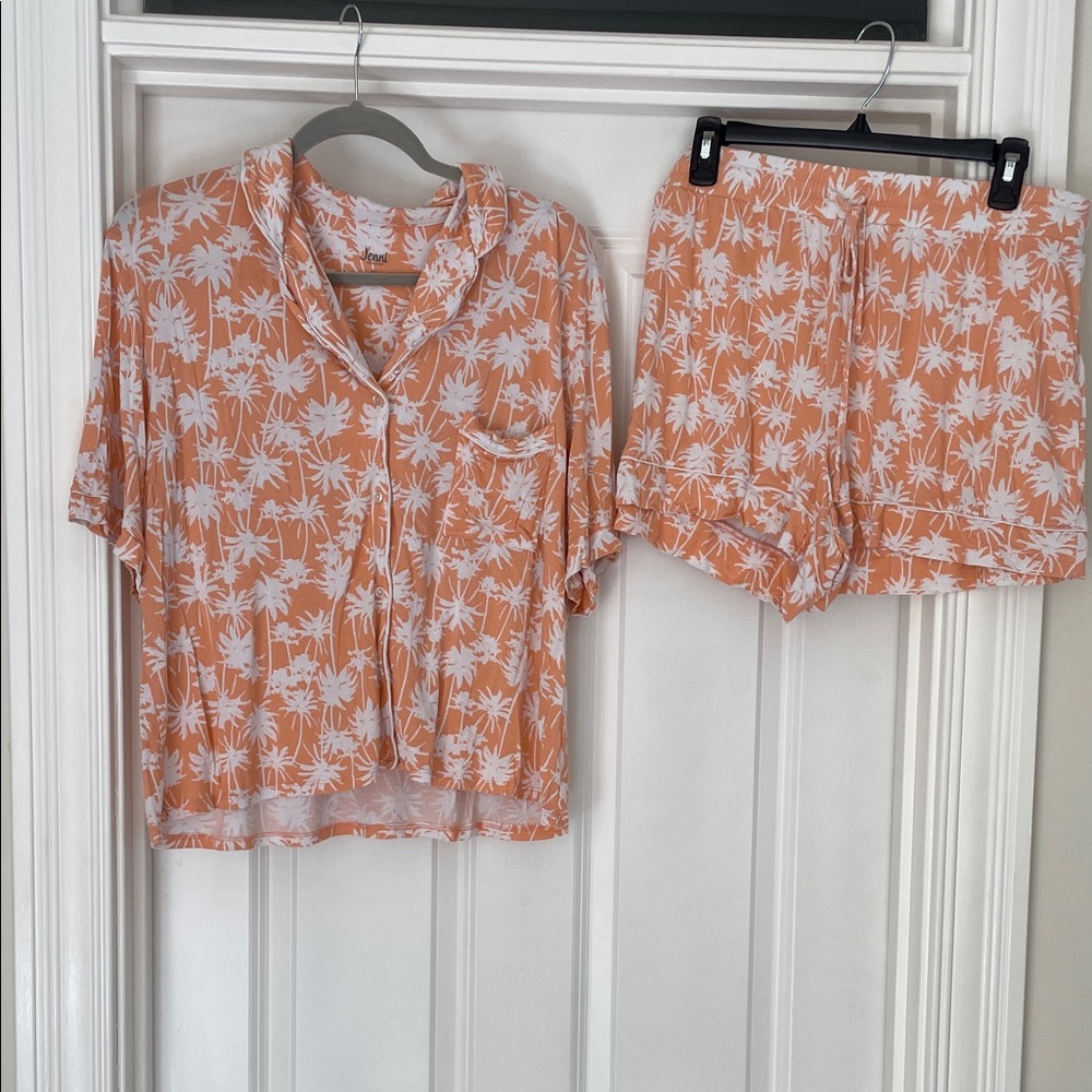 Jenni Orange and White Palm Print Pajama Set